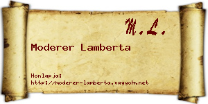 Moderer Lamberta névjegykártya